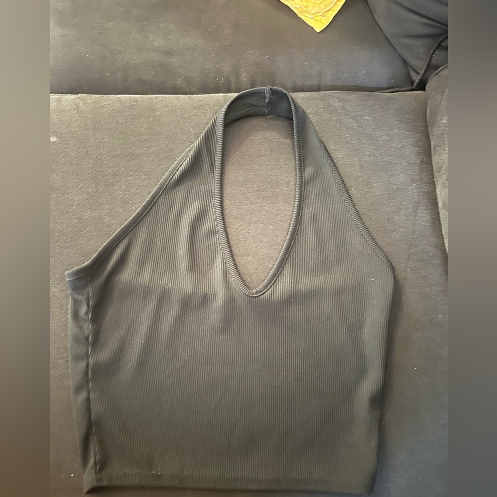 Nasty Gal Black halter Crop Too